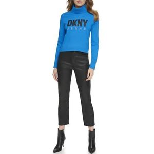 DKNY Sweatshirt met lange mouwen en Turtle Neck Logo Sweater voor dames, Electric Blue/Black, XL