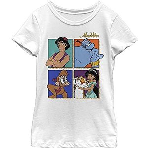 Disney Princess Aladdin Four Girl's Solid Crew Tee, wit, XS, Weiß, XS