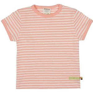 loud + proud Uniseks kinderstrepen met linnen, GOTS-gecertificeerd T-shirt, perzik, 62/68 cm