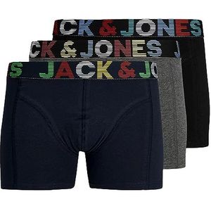 JACK & JONES Herenonderbroek, shorts, boxershorts, set van 3, kleur: meerkleurig, maat: M, artikel: donkergrijs gemêleerd/marineblauw, diverse kleuren, M