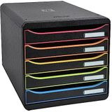 Exacompta - ref. 309914D - Ladebox - Bureau - kantoor BIG BOX PLUS met 5 laden voor A4+ documenten - Afmetingen: Diepte 34,7 x Breedte 27,8 x Hoogte 27,1cm - Zwart/Harlekijn/zwart