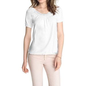 ESPRIT Dames T-shirt in Carmen-stijl, effen, wit (white 100), L
