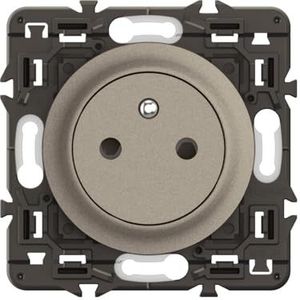 LEGRAND - Elektrische wandcontactdoos met aarde Céliane Comfort oppervlak - Stopcontact met intrekbare sokkel - Titanium - Aan te vullen met een plaat