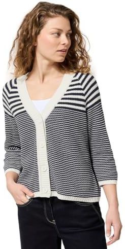 Cecil - B253958 - Damesvest - Universeel Blauw - Gebreid - V-hals - 3/4 Mouwen