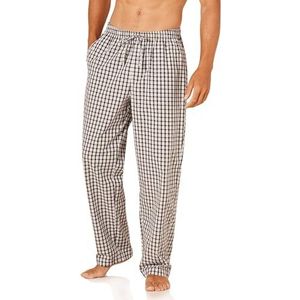 Amazon Essentials Men's Geweven pyjamabroek met rechte pasvorm, Zwart Grijs Geruit, S