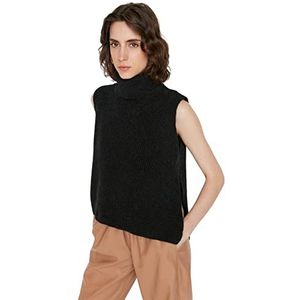 TRENDYOL Dames Slit Detailed Knitwear Sweater, antraciet, S, antraciet, S