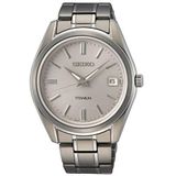 Seiko Herenhorloge kwarts titanium met roestvrijstalen band, wit, kwarts