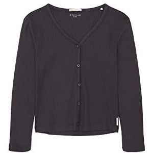 TOM TAILOR Meisjes T-shirt jas met geribbelde structuur, 29476-coal grey, 176 cm