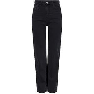 Pieces Pckelly Hw Straight Jeans Bl102 Noos broek, zwart, 33W x 30L dames, Zwart, 33W x 30L