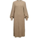 Gebreide Jurk - V-hals - Lange Ballonmouwen - Groen - 50% LENZING™ ECOVERO™