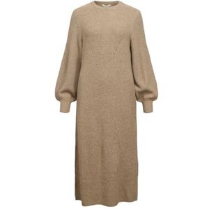 Gebreide Jurk - V-hals - Lange Ballonmouwen - Groen - 50% LENZING™ ECOVERO™