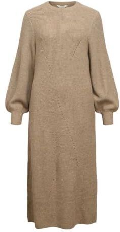 Gebreide Jurk - V-hals - Lange Ballonmouwen - Groen - 50% LENZING™ ECOVERO™