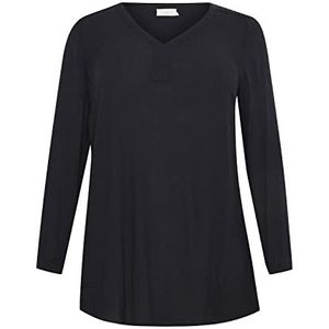 Kaffe Curve Dames Plus Size Tuniek met lange mouwen blouse V-hals, midnight marineblauw, 46