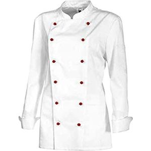BP Gourmet 1542-400-21 koksjas voor dames - lange mouwen - 65% polyester, 35% katoen - normale pasvorm - maat: 52 - kleur: wit
