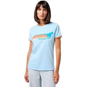 Wrangler Dames Ringer Tee T-shirt, Dream Blue., S
