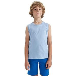 DeFacto Tanktop voor kinderen, stijlvol en comfortabel mouwloos shirt voor actieve kinderen, blauw, 7-8 Jaar