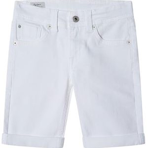 Pepe Jeans Slim Short Jr voor jongens, Wit (Denim - Ta8), 6 jaar