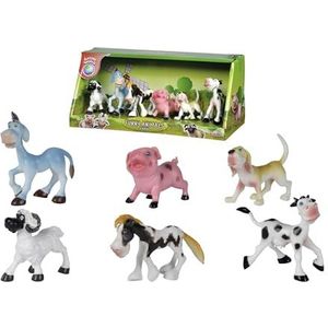 Simba 104322459 - Funny Animals Farmdieren, grappige dierfiguren, 6 stuks, kindvriendelijk vormgegeven, 7-10 cm, dierenfiguren, speelfiguren, vanaf 3 jaar