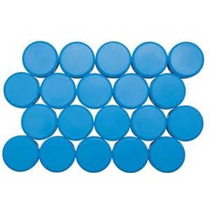 MAUL Facetterand Magneten MAULpro Ø29 mm (20 stuks) | magneet van onbreekbaar kunststof | magneten sterk voor whiteboard en magneetbord | ideaal voor kantoor, thuiskantoor, werkplaats, blauw