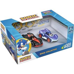 Carrera Pull & Speed Sonic the Hedgehog Playset, jacht naar gouden ringen, actiegeladen gameplay, schaal 1:43, spannend Sonic-avontuur
