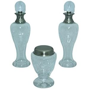 DRW Make-uptafelset van gesneden glas en zilverkleurig