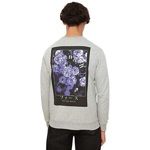 Trendyol Mannelijke jonge normale basic capuchon geweven sweatshirt, Grijs, S