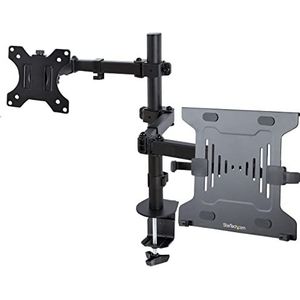 StarTech.com Monitor Arm met VESA Laptopbeugel, voor Enkel Scherm (Max 32""/8kg) en Laptop (Max 4.5kg), Verstelbare Laptop Arm & Monitorbeugel, Bureauklem/Doorvoertule, Zwart (A2-LAPTOP-DESK-MOUNT)