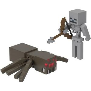 Mattel Minecraft Speelgoed Actiefiguur van ruim 8 cm, set van 2, 2 figuren en 2 accessoires, verzamelspeelgoed, cadeau voor kinderen HLB29