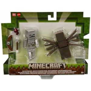 Mattel Minecraft Speelgoed Actiefiguur van ruim 8 cm, set van 2, 2 figuren en 2 accessoires, verzamelspeelgoed, cadeau voor kinderen HLB29