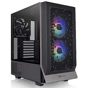 Thermaltake Ceres 300 Black Mid Tower E-ATX computerbehuizing met zijpaneel van gehard glas; 2xCT140 ARGB-ventilator vooraf geïnstalleerd; Rotationele PCIe-sleuven; CA-1Y2-00M1WN-00; 3 jaar garantie