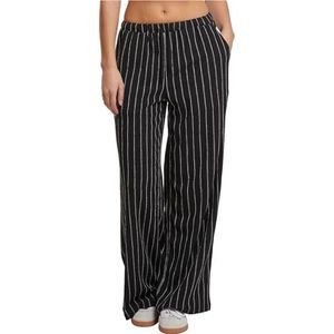 Urban Classics - Broek - Zwart/Wit - Krijtstrepen - Lang/maxi - Loosefit - Super Low Waist