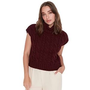 TRENDYOL Dames Fisherman Collar Knitwear Sweater, Bourgondië, S, bordeaux, S