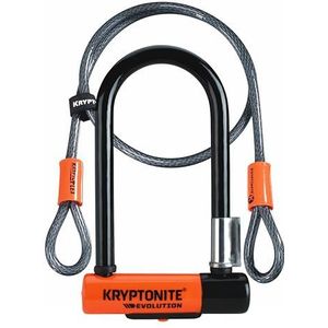 Kryptonite Evolution Mini 7 met 4 'U -Lock Krypto dubbele fiets - oranje en zwarte vergrendelingskabel