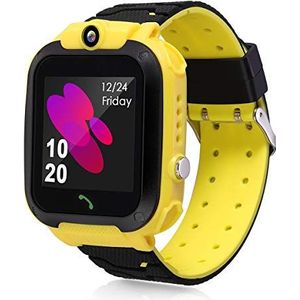 LiveGo Smartwatch voor kinderen, waterdicht, veilig, smartwatch met GPS-tracker, oproepen, SOS-camera voor kinderen, studenten van 3 tot 12 jaar (Q12 geel)