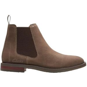 Clarks Premium Heren Jaxen Easy Chelsea Boot, Stone Suede, 8 UK, Steen Suede, 40.5 EU