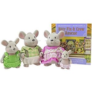 Li'l Woodzeez – Handydandy Mouse Family – 5-delige speelgoedset met miniatuur dierenbeeldjes en verhalenboek – dierenspeelgoed en accessoires voor kinderen vanaf 3 jaar