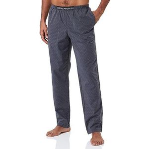 Emporio Armani Yarn Dyed Woven Pajama Sweatpants voor heren, Zwart/parelmicropatroon, M