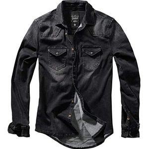 Brandit Heren jeans hemd Riley denim shirt, zwart (black 2), XL