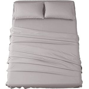 SONORO KATE Beddengoedset, superzachte microvezel, draaddichtheid 1800, luxe Egyptische lakens 30 cm diepe zak rimpel en hypoallergeen, 4-delig (Queen Grey)
