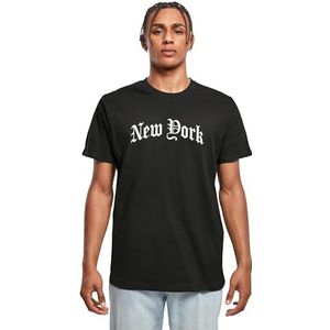 Mister Tee Heren T-shirt New York Wording Tee, T-shirt met letters grafische print, streetwear, zwart, XS