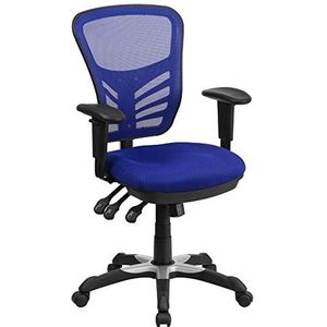 Flash Furniture Mid-back blauwe mesh multifunctionele uitvoerende draaibare ergonomische bureaustoel met verstelbare armen