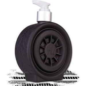 Accentra Zeepdispenser in banddesign, handzeep Wheel in velgenlook, met 320 ml handzeep in pompdispenser, vloeibare zeep, geur: sandelhout & muk, mannen cadeau-idee voor autoliefhebbers en knutselaars