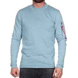 ALPHA INDUSTRIES Label LS HC T-shirt voor heren, 134, grijsblauw, XS