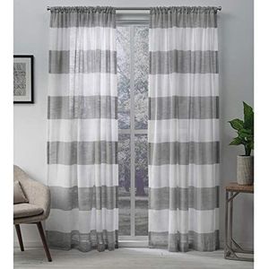 Exclusive Home Curtains Darma Sheer Rod Pocket Top Panel Paar, Zwart Parel, 50x84, 2 Stuk