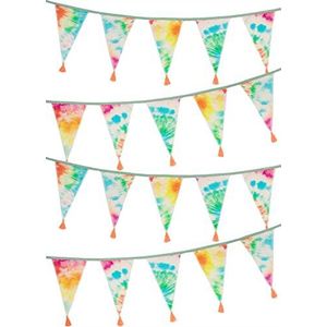 Talking Tables Tie Dye Rainbow Fabric Bunting met Tassels - 3 m | Indoor Outdoor Triangle Vlag Pennant Garland, 100% katoen, 60s 70s Hippie Summer Festival Party Decoraties, Kleurrijke Home Decor