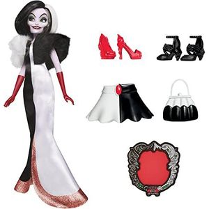 Disney Hasbro Princess Villains - Cruella De Mon, Fashion Pop met accessoires en afneembare kleding, speelgoed voor kinderen vanaf 5 jaar, meerkleurig
