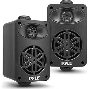 Pyle Indoor Outdoor Speakers Pair - 200 Watt Dual Waterproof 3.5” 2-Way Full Range Speaker System w/ 1/2” High Compliance Polymer Tweeter - In-Home, Boat, Marine, Deck, Patio, Poolside (Black)