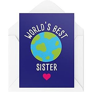 Zusterkaarten Verjaardagskaart 's werelds beste zus voor haar verjaardag broers en zussen nieuwigheid cadeau van broer beste vriend zusters CBH562