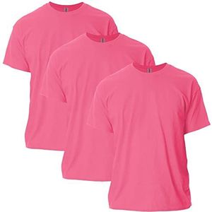 Gildan Heren T-shirt van ultra-katoen, stijl G2000 T-shirt, Safety Pink (verpakking van 3), XL
