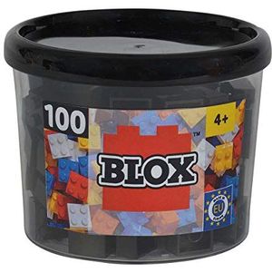 Simba 104114114 Blox, 100 zwarte bouwstenen voor kinderen vanaf 3 jaar, 4 stenen, inclusief doos, hoge kwaliteit, volledig compatibel met vele andere fabrikanten